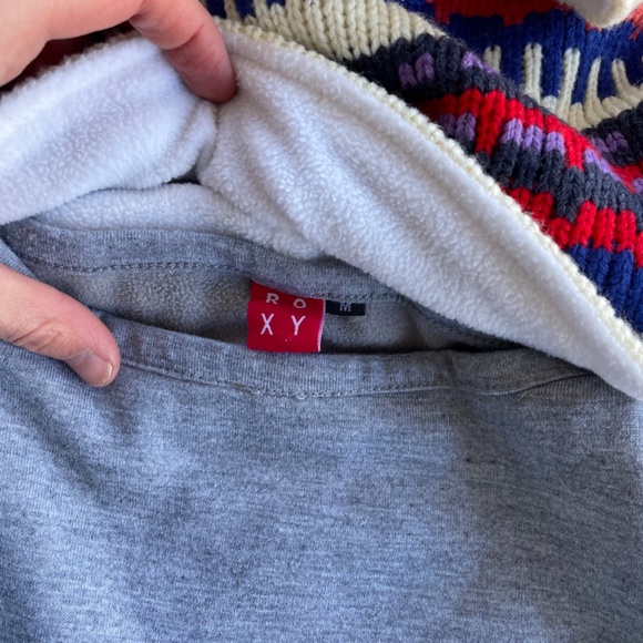 Roxy multicolor knit removable hood gray sweatshirt tunic - Picture 5 of 10